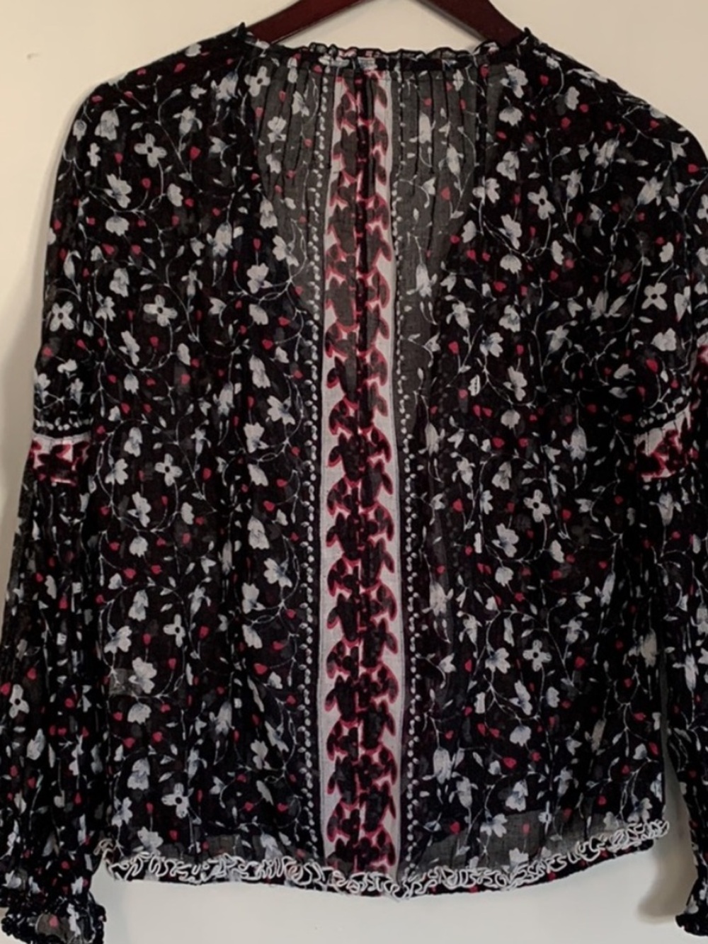 POUPETTE ST BARTH FLORAL COTTON BLOUSE WITH TIE FRONT S